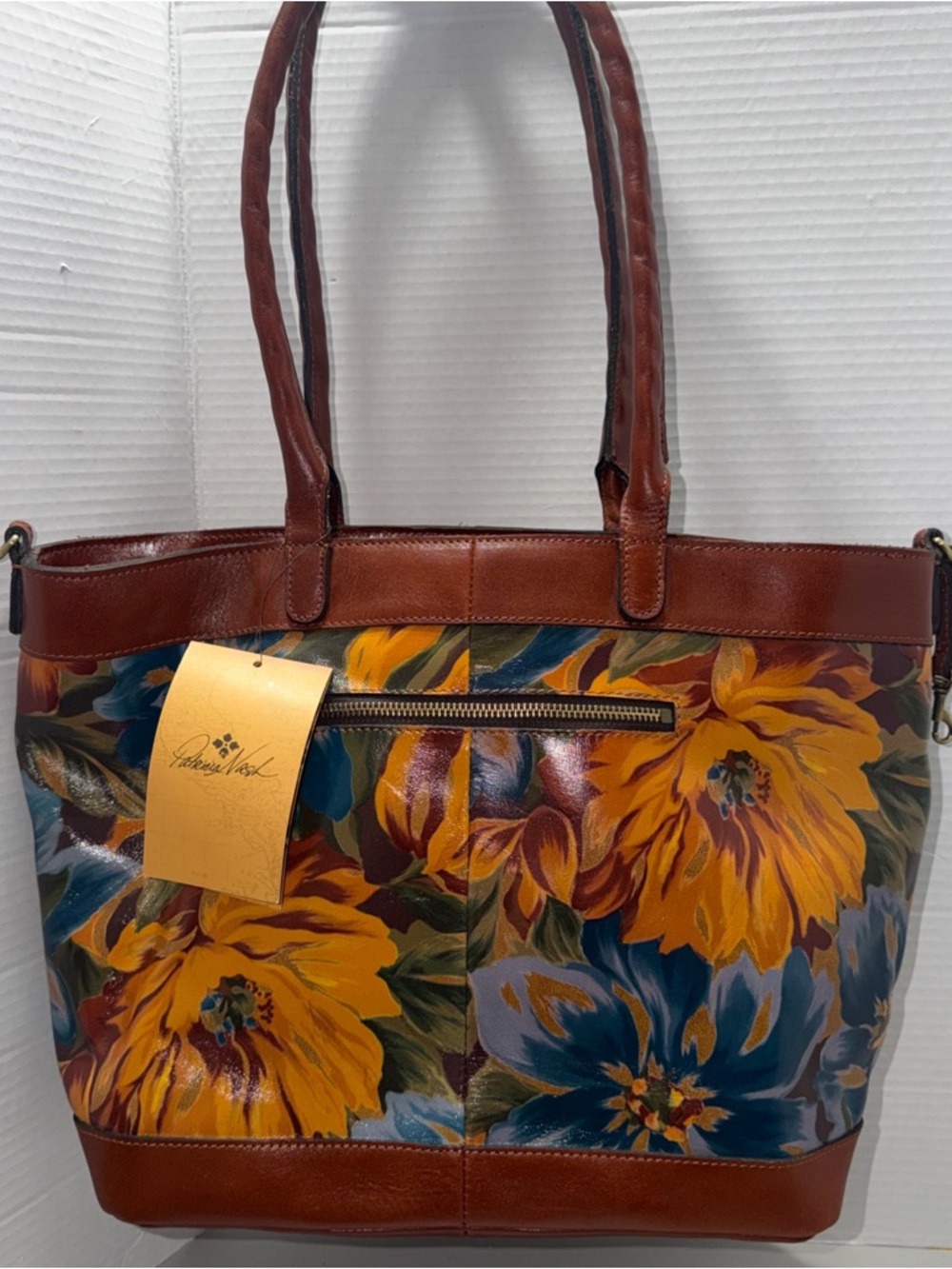 Patricia Nash Mallory Convertible Leather Tote Bag in Marigold Harvest NWT